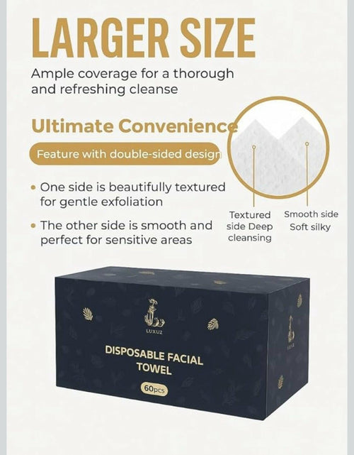 Load image into Gallery viewer, LUXUZ Facial Cleansing Cloths Ultra Soft Dry Wipes XL 60 Count
