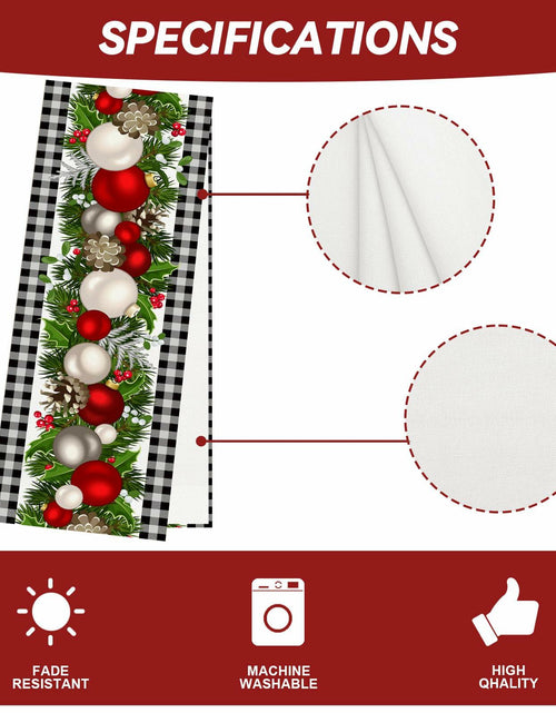 Load image into Gallery viewer, Jiudungs Linen Green Black Buffalo Check Plaid Table Runner 60in
