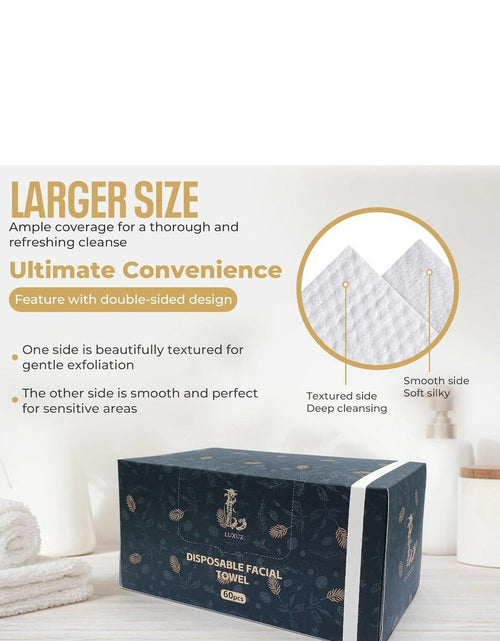 Load image into Gallery viewer, LUXUZ Facial Cleansing Cloths Ultra Soft Dry Wipes XL 60 Count
