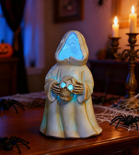 Goodeco LED Ghost Figurine Light-Up Spooky Resin Decoration Off-White