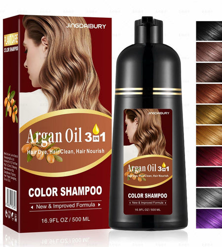 TYAYW Dark Wine Red Hair Dye Shampoo 3-in-1 with Argan Oil 16.9oz