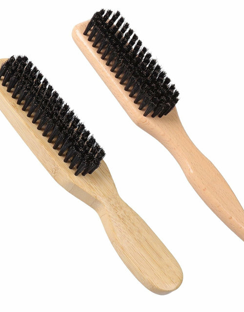 Load image into Gallery viewer, LLMSIX 2Pcs Wooden Handle Boar Bristle Hair Brush Soft Smoothing Brown
