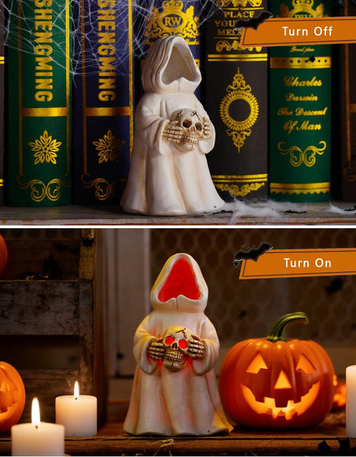 Load image into Gallery viewer, Goodeco LED Ghost Figurine Light-Up Spooky Resin Decoration Off-White
