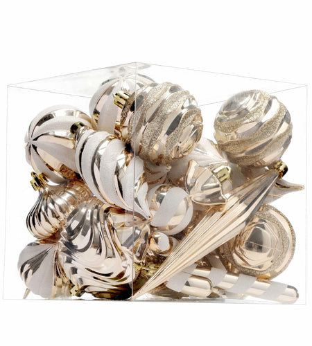 5th LILY Christmas Ball Ornaments Set Shatterproof 24 PCS Champagne Plastic