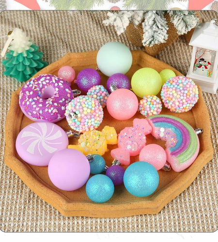 ROSELEAF Christmas Tree Ornaments Set 40 Pack Shatterproof Pink Purple Green