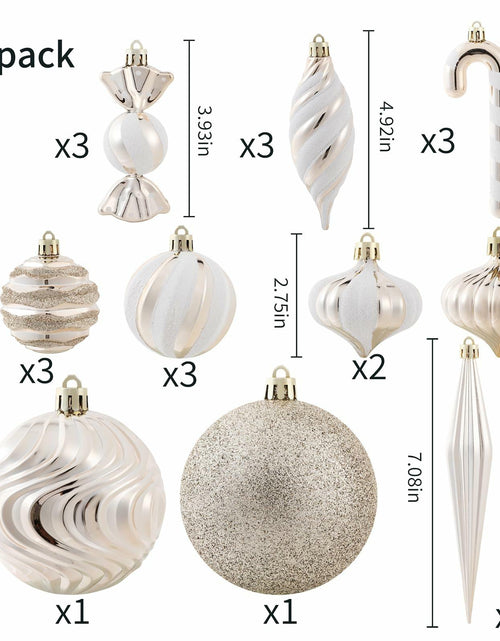 Load image into Gallery viewer, 5th LILY Christmas Ball Ornaments Set Shatterproof 24 PCS Champagne Plastic
