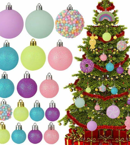 ROSELEAF Christmas Tree Ornaments Set 40 Pack Shatterproof Pink Purple Green