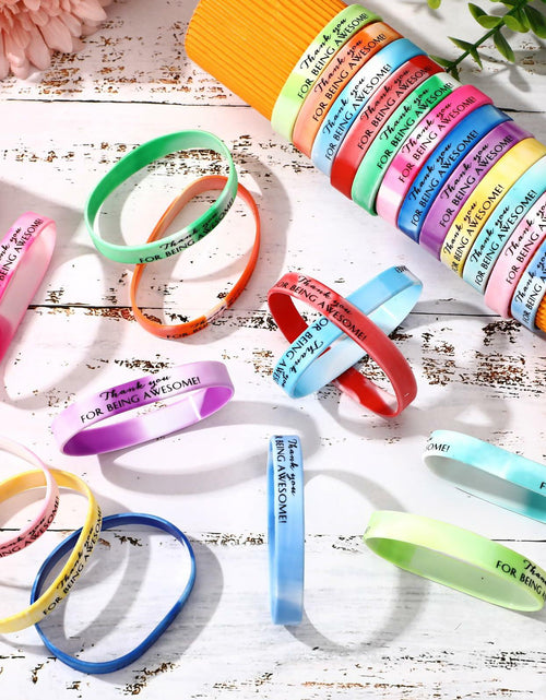 Load image into Gallery viewer, Sieral 120 Pcs Valentine Motivational Silicone Wristbands Joyous Color
