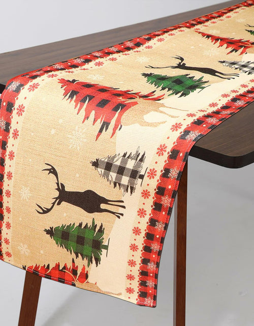Load image into Gallery viewer, ToRhine Christmas Table Runner Linen Tree &amp; Elk Pattern 72in Tree&amp;elk
