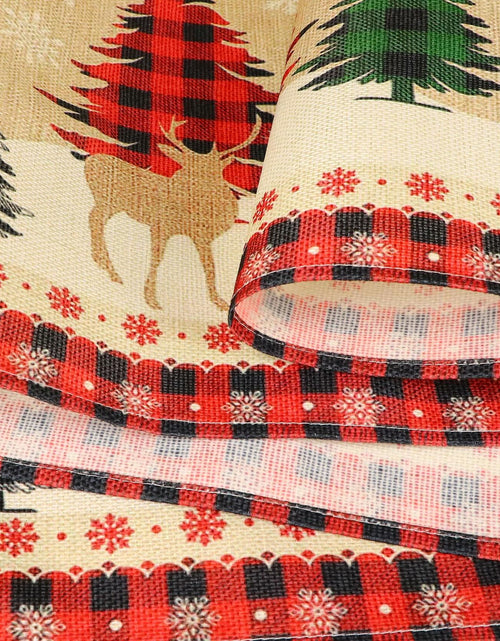 Load image into Gallery viewer, ToRhine Christmas Table Runner Linen Tree &amp; Elk Pattern 72in Tree&amp;elk
