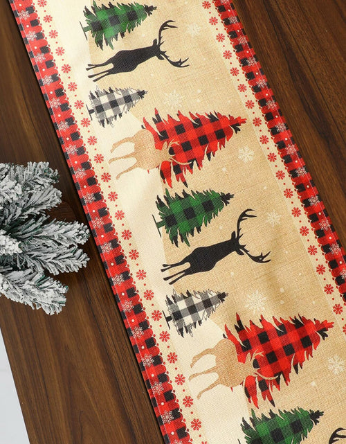 Load image into Gallery viewer, ToRhine Christmas Table Runner Linen Tree &amp; Elk Pattern 72in Tree&amp;elk
