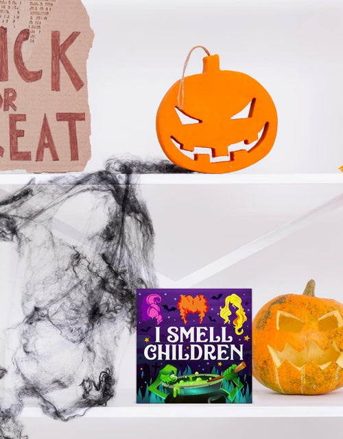 Load image into Gallery viewer, Hijie Halloween Wooden Sign I Smell Children Indoor Decor 5x5 Inches
