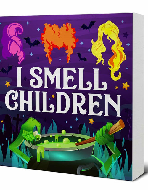 Load image into Gallery viewer, Hijie Halloween Wooden Sign I Smell Children Indoor Decor 5x5 Inches
