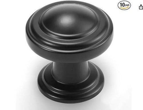 Load image into Gallery viewer, Franklin Brass Matte Black Cabinet Knobs 1-1/8" Round 10-Pack Simple Double Ring
