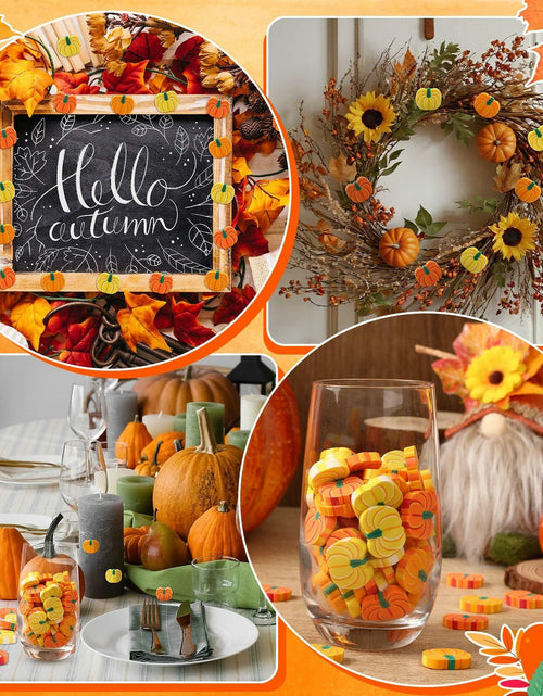 Load image into Gallery viewer, kaiolbly 80pcs Mini Pumpkins Polymer Clay Ornaments Multi Color 20mm Fall

