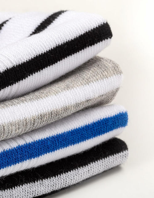 Load image into Gallery viewer, ANT21T Athletic Ankle Socks Low Cut Gray White Black Blue 4 Pairs

