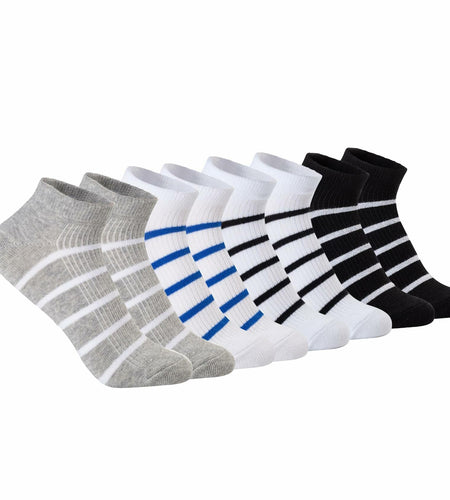 ANT21T Athletic Ankle Socks Low Cut Gray White Black Blue 4 Pairs