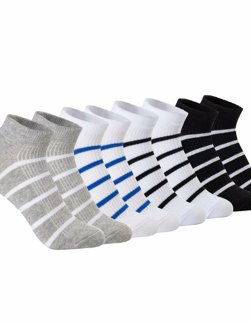Load image into Gallery viewer, ANT21T Athletic Ankle Socks Low Cut Gray White Black Blue 4 Pairs
