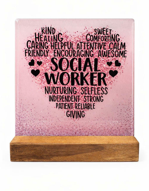 Load image into Gallery viewer, Mhfpl Social Worker Thank You Acrylic Plaque Sign 3.92x3.92x0.3 Lucency

