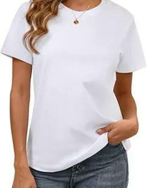 Load image into Gallery viewer, Ryaiwi Women's Soft Short Sleeve Crew Neck T-Shirt White Size L
