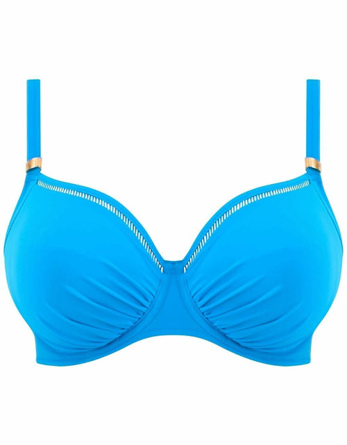 Load image into Gallery viewer, Fantasie East Hampton Underwire Gathered Full Cup Bikini Top Blue Diamond 40D
