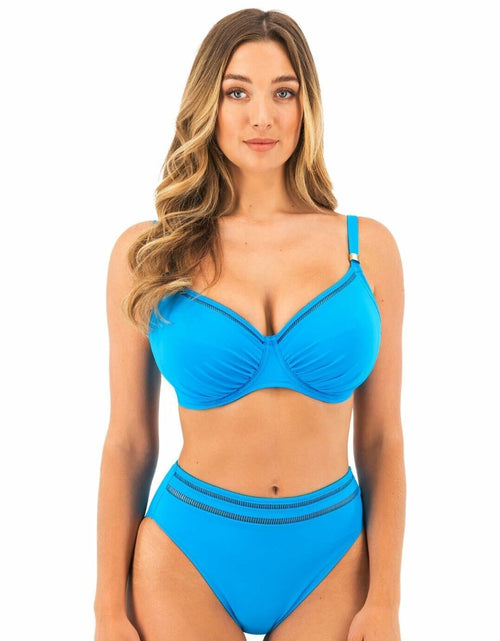Load image into Gallery viewer, Fantasie East Hampton Underwire Gathered Full Cup Bikini Top Blue Diamond 40D
