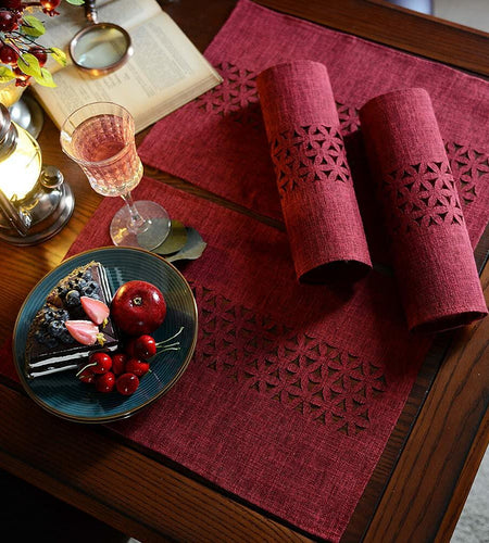 ARTABLE Rectangle Table Runner Fabric Burgundy 16x84 Inch Cottage Style