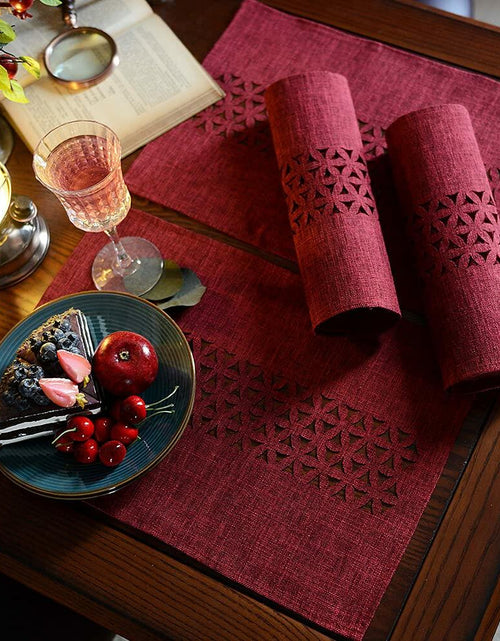 Load image into Gallery viewer, ARTABLE Rectangle Table Runner Fabric Burgundy 16x84 Inch Cottage Style
