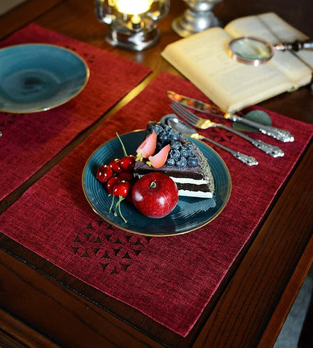 ARTABLE Rectangle Table Runner Fabric Burgundy 16x84 Inch Cottage Style