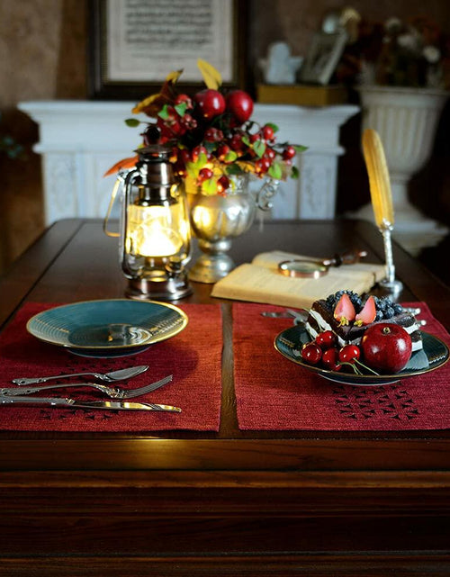 Load image into Gallery viewer, ARTABLE Rectangle Table Runner Fabric Burgundy 16x84 Inch Cottage Style

