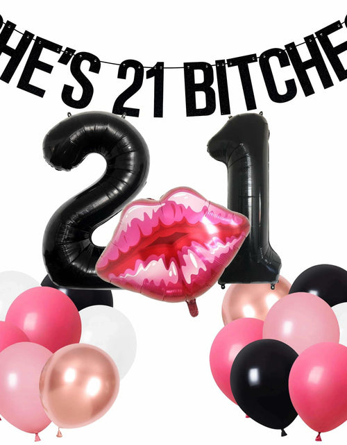 Load image into Gallery viewer, RASPATI 21st Birthday Decorations Black Pink Rose Gold Balloon Banner
