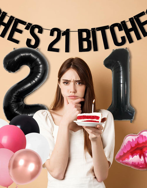 Load image into Gallery viewer, RASPATI 21st Birthday Decorations Black Pink Rose Gold Balloon Banner
