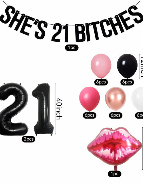 Load image into Gallery viewer, RASPATI 21st Birthday Decorations Black Pink Rose Gold Balloon Banner
