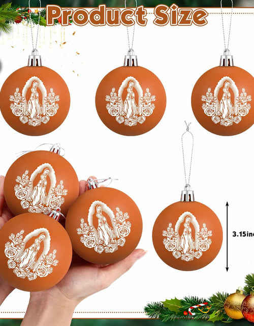 Load image into Gallery viewer, Jenaai Our Lady of Guadalupe Christmas Ornaments 3.15" 12 Pcs Brown White
