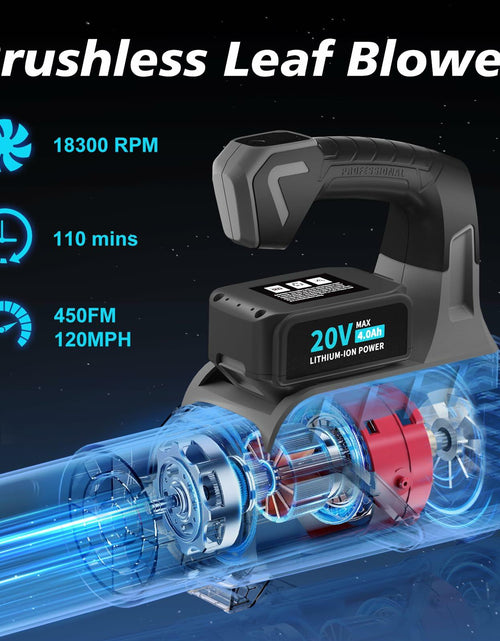 Load image into Gallery viewer, WHATOOK Cordless Leaf Blower 20V 4.0Ah Brushless Motor 2 Batteries Grey
