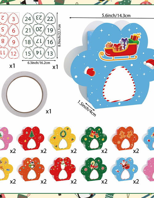 Load image into Gallery viewer, Hxezoc 24 Pcs DIY Christmas Advent Calendar Boxes Dog Paw Xmas Decoration
