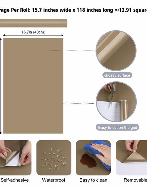 Load image into Gallery viewer, FANCYEASY Glossy Gold Brown Contact Paper 15.7x118in Waterproof Vinyl
