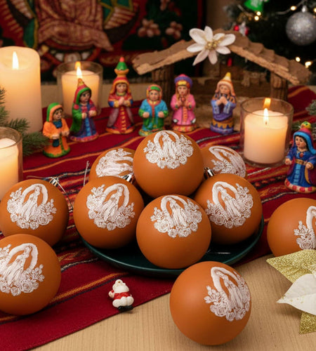 Jenaai Our Lady of Guadalupe Christmas Ornaments 3.15" 12 Pcs Brown White