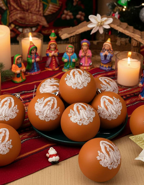 Load image into Gallery viewer, Jenaai Our Lady of Guadalupe Christmas Ornaments 3.15" 12 Pcs Brown White

