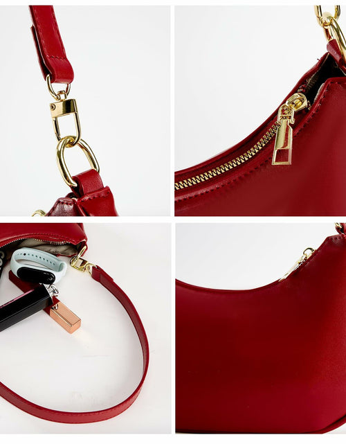 Load image into Gallery viewer, KUNZHAN Leather Shoulder Bag Women Hobo Tote Mini Clutch Purse Red
