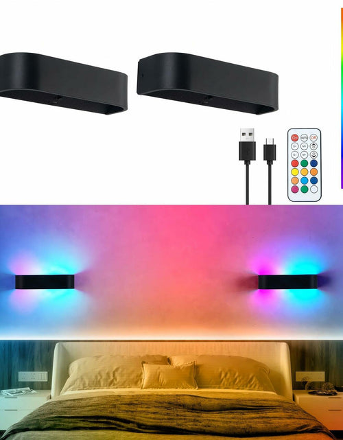 Load image into Gallery viewer, KwatTsz 2Pcs RGB Wall Light with Remote, 12 Colors, 6000mAh Wireless
