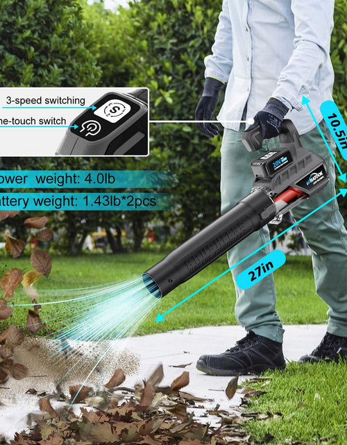 Load image into Gallery viewer, WHATOOK Cordless Leaf Blower 20V 4.0Ah Brushless Motor 2 Batteries Grey
