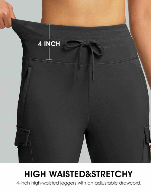 Load image into Gallery viewer, SANTINY Women Fleece Lined Cargo Joggers Waterproof Black Size L
