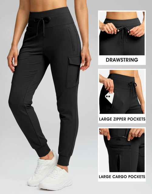Load image into Gallery viewer, SANTINY Women Fleece Lined Cargo Joggers Waterproof Black Size L
