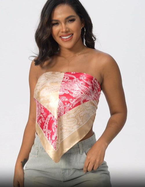 Load image into Gallery viewer, VJHX Paisley Satin Head Scarf Large Square 35in Khaki Pink
