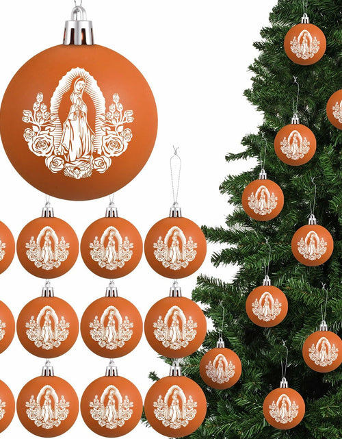 Load image into Gallery viewer, Jenaai Our Lady of Guadalupe Christmas Ornaments 3.15" 12 Pcs Brown White
