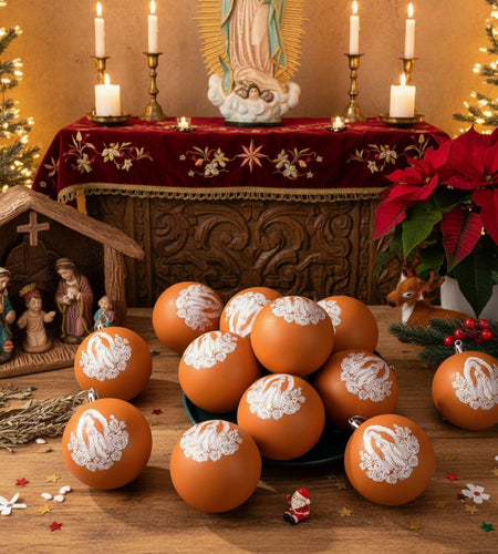 Jenaai Our Lady of Guadalupe Christmas Ornaments 3.15" 12 Pcs Brown White