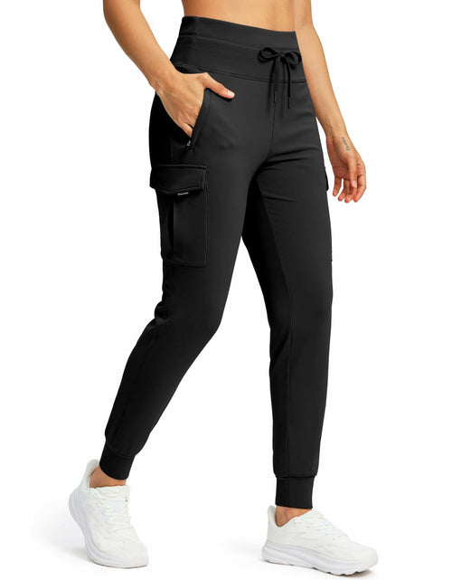 Load image into Gallery viewer, SANTINY Women Fleece Lined Cargo Joggers Waterproof Black Size L
