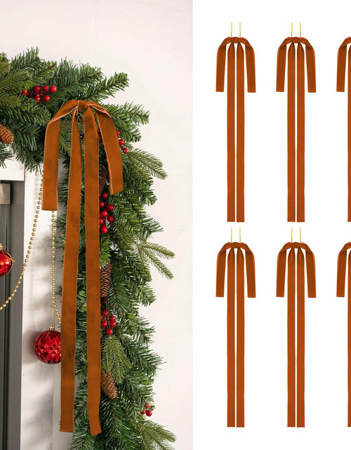 Load image into Gallery viewer, Tilirex 6 Pack Long Velvet Christmas Bows 23.5x15.5in Light Brown
