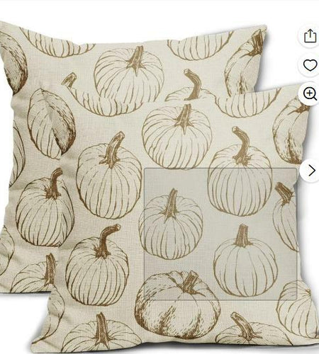 Yxuiyal Fall Pillow Covers Set of 2 18x18 Brown Pumpkin Linen